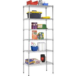 BestOffice Adjustable Wire Shelving Storage Shelves Heavy Duty Shelving Unit for Small Places Kitchen Garage (Chrome, 13" D x 23" W x 59" H)