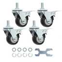 Finnhomy Stem Caster Wheels 2 Inch Heavy Duty Threaded Swivel Casters 1/2" -13 x 1 with Brake Set of 4 Premium Polyurethane Wheels PU Anti-wear Smooth Casters, Black