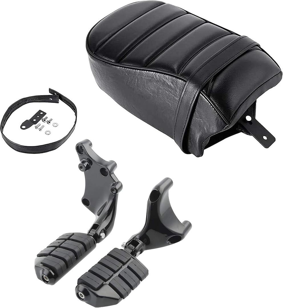 Passenger Pillion Seat with Passenger Anti Vibration Rubber Footpeg Mount Kit fits for Harley 2016-2022 Sportster Iron 883 XL883N Models