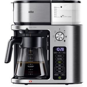 Braun MultiServe Plus 10-Cup Drip Coffee Maker - Hot & Cold Multi-Serve Brewer with Timer and Auto Start, Hot Water Dispenser, Over Ice Function, Stainless Steel & Pod-Free Design, KF9370SI