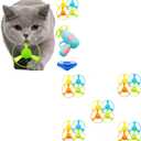 Cat Fetch Toy, Interactive Flying Cat Toy with 1 Light Up Spinning Tops, 1 LED Flying Propellers and 24 Flying Propellers, Dog Cat Kitten Tracks Toy for Training Hunting Chasing(Blue)