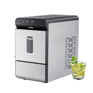 VEVOR Nugget Ice Maker Countertop, 37lbs in 24 Hrs, Manual & Auto Refill Nugget Ice Maker Self Cleaning Pebble Ice Maker for Home Office Party RV, with Scoop and Basket