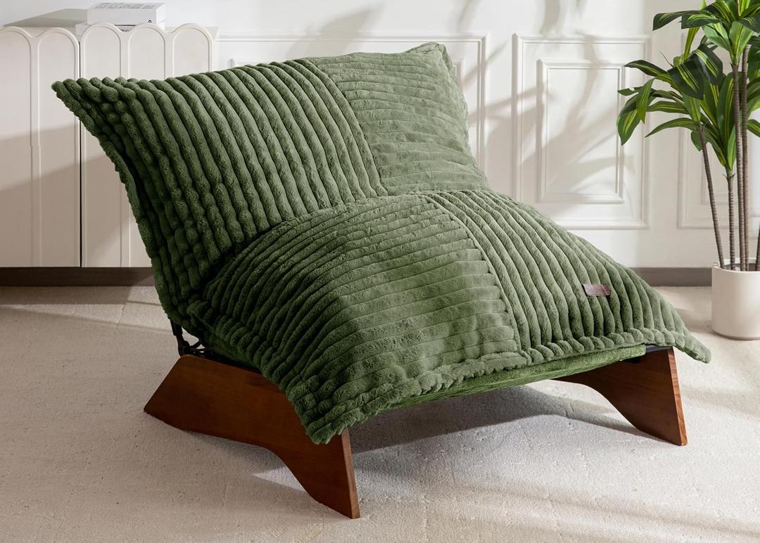 MAXYOYO Adjustable Living Room Chair, 3-Position Bean Bag Chair with Frame, Large