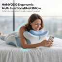27° Angled Wedge Pillow, Support for Neck Back Waist(Sky Blue & White), Large Size