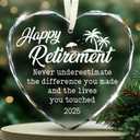 Happy Retirement 2025 Ornament - Retirement Gifts for Women, Men 2025 - Retired Christmas Ornaments, Glass Keepsake Gift for Friends, Cowokers, Boss, Teacher, Nurse Coworker