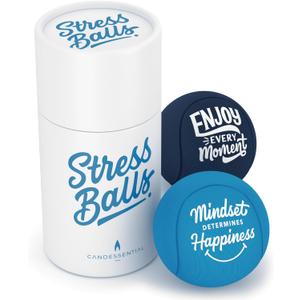 Candescent Stress Balls - Hand Therapy Relief for Anxiety, Fidget, Tension, Exercise Strengthener - Motivational Toys for Adults & Kids - Set of 2 (Crystal Blue, Ocean Blue)