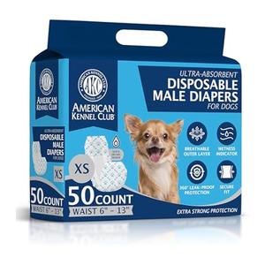 XPCARE 50 Count Disposable Male Dog Diapers, Male Dog Wraps,Super Absorbent LeakProof Fit (XSmall)