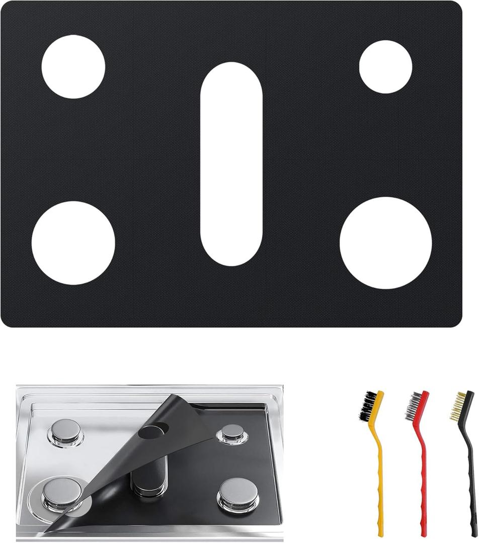Stove Top Protector PLUS for Frigidaire Gallery Gas Range - 1 Pc （Plus Version）Reusable Splatter Guard Liner,Only Compatible with GCFG3060BF/GCFG3060BD, 3 Free Cleaning Brushes