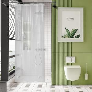 AmazerBath Stall Shower Curtain Liner 36x72, Walk in Shower Curtain Plastic, Clear Shower Stall Curtain Liner Heavy Duty Thick PEVA, Half Shower Liner with 2 Weighted Stones and 6 Grommet Holes
