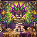 Mardi Gras Backdrop Mardi Gras Festival Mask Banner 71 x 43 inch Festival Carnival Masquerade Dress Up Prom Party Supplies Decorations Photoshoot Photography Background Photo Booth Props