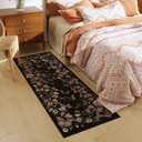 Rugcomf Runner Rug for Kitchen Rug Non Slip 2'6''x8' Washable Rugs with Rubber Backing Soft Floral Butterfly Carpet for Kitchen Laundry Bedroom Bathroom, Umbra Grey