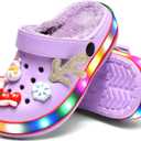 Kids' Boys Girls LED Clogs Cute Garden Shoes Cartoon Slides (1 Little Kid, Furry-purple)
