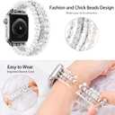 MOFREE Beaded Bracelet Compatible with Apple Watch Band 38mm/40mm/41mm/42mm, Fashion Elastic Stretch Women Bands for iWatch Series 11/10/9/8/7/SE/6/5/4/3/2/1 iPhone Watch Strap Bands White
