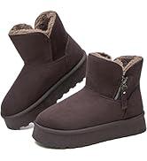 Moudki Winter Boots for Women Warm Fur Lined Booties Platform Snow Boots for Women Ankle Booties Anti-Slip Outdoor Snow Boots(Tan,8) (Brown)