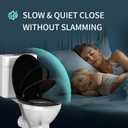 Toilet Seat Round Soft Close，Meydrdou Toilet Lid 16.5inch，Slow Close Quiet No Slam，Easy Installation & Release for Bottom Fixing Toilet，Safe PP Material Easy Clean, Black