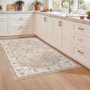 3x5 Living Room Area Rugs: Vintage Washable Non-Slip Rug for Bedroom Dining Room Soft Carpet for Nursery Kitchen Home Office Durable & Easy-Clean Design Perfect for Homes with Cats & Dogs(3x5 Beige)