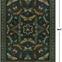 Hazo Haus Forest Green Rugs for Living Room - 9x12 Big Rugs for Bedroom, Dining Room, Guest Room, Insect Moth Dcor, Non Slip Low Pile