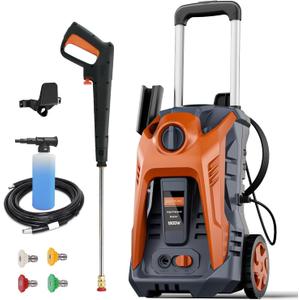 Electric Pressure Washer 4800PSI-Max 2.9GPM Pressure Washer with 25 FT Hose, 4 Quick Connect Nozzle,16.9 Oz Soap Tank Orange Cleaning for Pool, Patio, Car