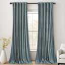 StangH Stone Blue Velvet Drapes 96 inches Long, Back Tab Heavy Thick Sliding Door Curtains for Living Room, Room Darkening Privacy Window Panels for Nursery Kids Bedroom, W52 x L96, 2 Panels