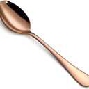 WYT Rose Gold Dinner Spoons Set for 8, Stainless Steel Rose Gold 8-Piece Flatware Spoon Set, Modern Silverware Dinner Spoons, Mirror Polished, Dishwasher Safe, 7.9 Inches