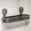 Shower Caddy Suction Cup, Removal No-Drill Shower Storage Shelf Organizer Bathroom Shelf Max Hold 33lbs for Bathroom Kitchen (Black)