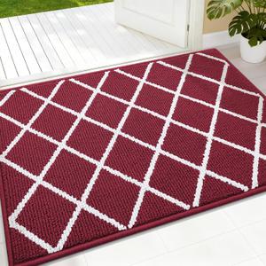 Finchitty Indoor Door Mat, Dirt Resistant and Absorbent, Low-Profile, Non-Slip, Washable Inside Floor Mats for Front Door, Back, and Entrance, 32" x 20", Burgundy