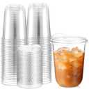 Baderke Clear Plastic Cups with Strawless Sip Lids Disposable Round Bottom Togo Cups for Coffee Smoothie Cold Beverage Coffee Shops and Party Catering(16 oz,50 Pcs)