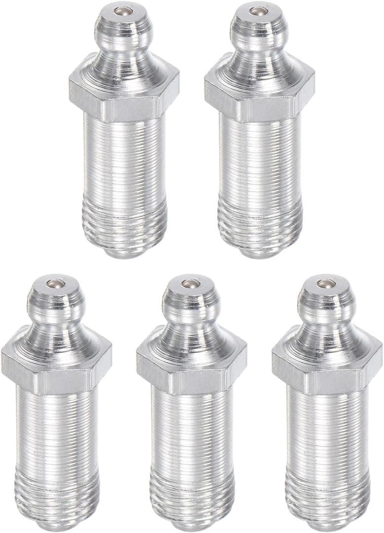 uxcell Steel Straight Grease Fitting G1/8 Thread 11mm Width Hydraulic Grease Fitting Accessories, 5Pcs