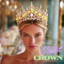 JEAIRTS Light Up Rhinestone Crown Gold Wedding Tiara Headpiece Led Crystal Bridal Hair Accessories for Women