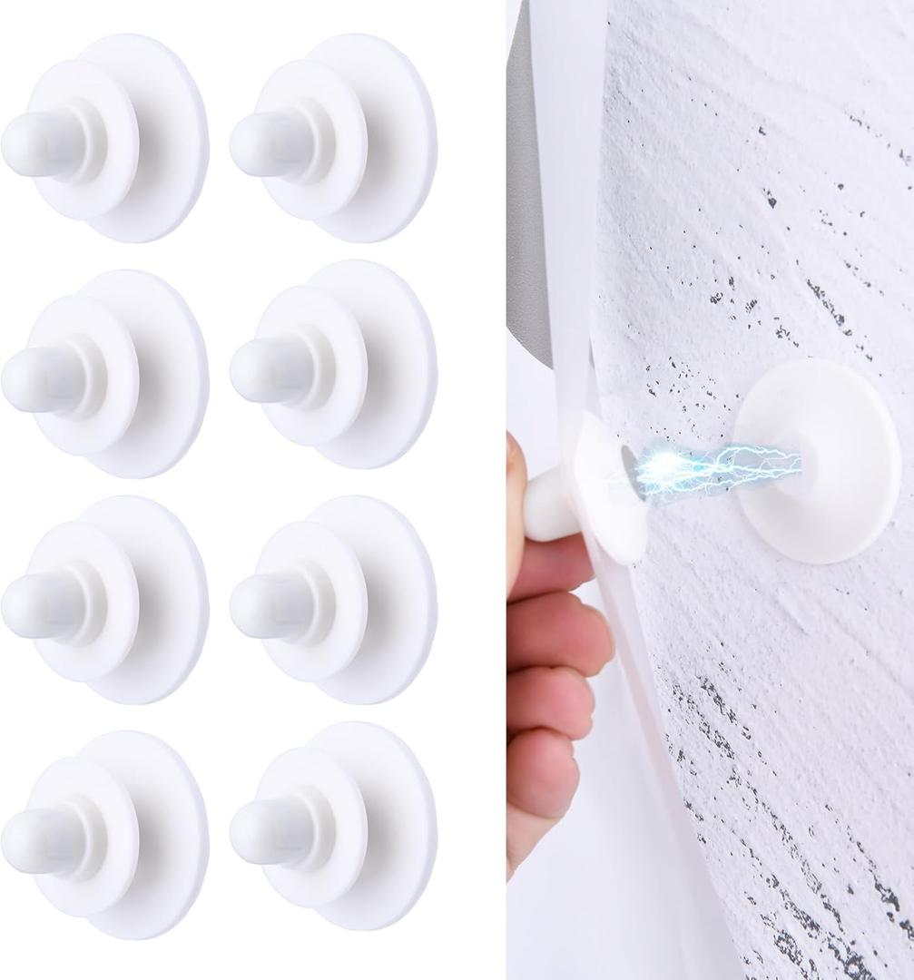 Magnetic Shower Curtain Clips, Self Adhesive Splash Guard Clips, Keep Curtain Liner Closed to Wall, Stop Liner from Billowing, Prevent Water Off Floor, White, Pack of 8