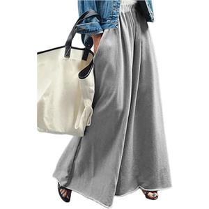 Women's Wide Leg Sweatpants High Elastic Waist Flowy Palazzo Pants Loose Baggy Pants Bottoms (Medium, Grey)