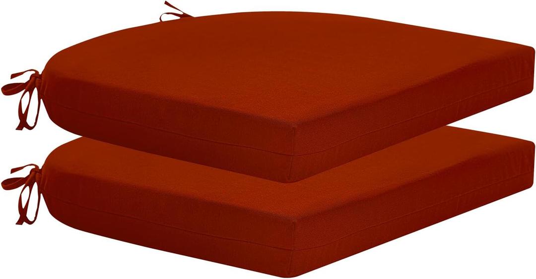 HARBOREST Outdoor Chair Cushions Set of 2, Water Resistant Patio Chair Cushions with Ties, Outdoor Seat Cushions for Patio Furniture, 17"x16"x2", Brick Red