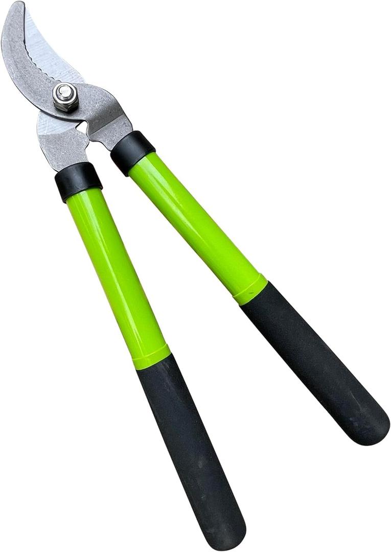 GARDEN GURU Bypass Loppers Tree Trimmer Clipper  Compact 15 inch High Carbon Steel Blade Gardening Loppers Pruning Shear - Comfort Grip Handles  Heavy Duty Branch Cutter  Cut Thick Branches w Ease
