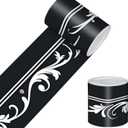 Wallpaper Border Peel and Stick Decorative Wall Trim Self Adhesive White Floral Scroll Accent Strip for Bedroom Kitchen Bathroom Mirror Frame Ceiling Shelf Doorway Design 4x196 Inch