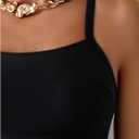 OYOANGLE Women's Maternity One Piece Swimsuits Cut Out Spaghetti Strap Pregnancy Bathing Suits Swimwear (Black, XL)