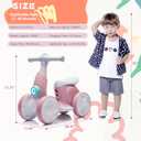 6V Electric Baby Balance Bike for 1 Year Old Boys Girls Ride on Toys 12-36 Months Toddler Balance Bike, 4 Wheels Kids First Bike with Remote Control First Birthday Gifts- Pink