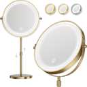 Lighted Makeup Mirror, 5000 mAh Rechargeable Double Sided Magnifying Vanity Mirror with 3 Colors, 1x/20x, 360 Rotation , Brightness Adjustable lighted mirror with magnification, Antique Bronze