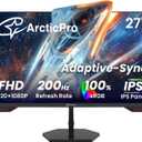 ArcticPro 27inch Gaming Monitor 200Hz 180Hz, IPS, FHD 1080p, 1ms Response Time, Adaptive sync, PC Computer Monitor, 3-Sided Frameless, Ultra Slim, Bluelight Filter, DP*1, HDMI*1
