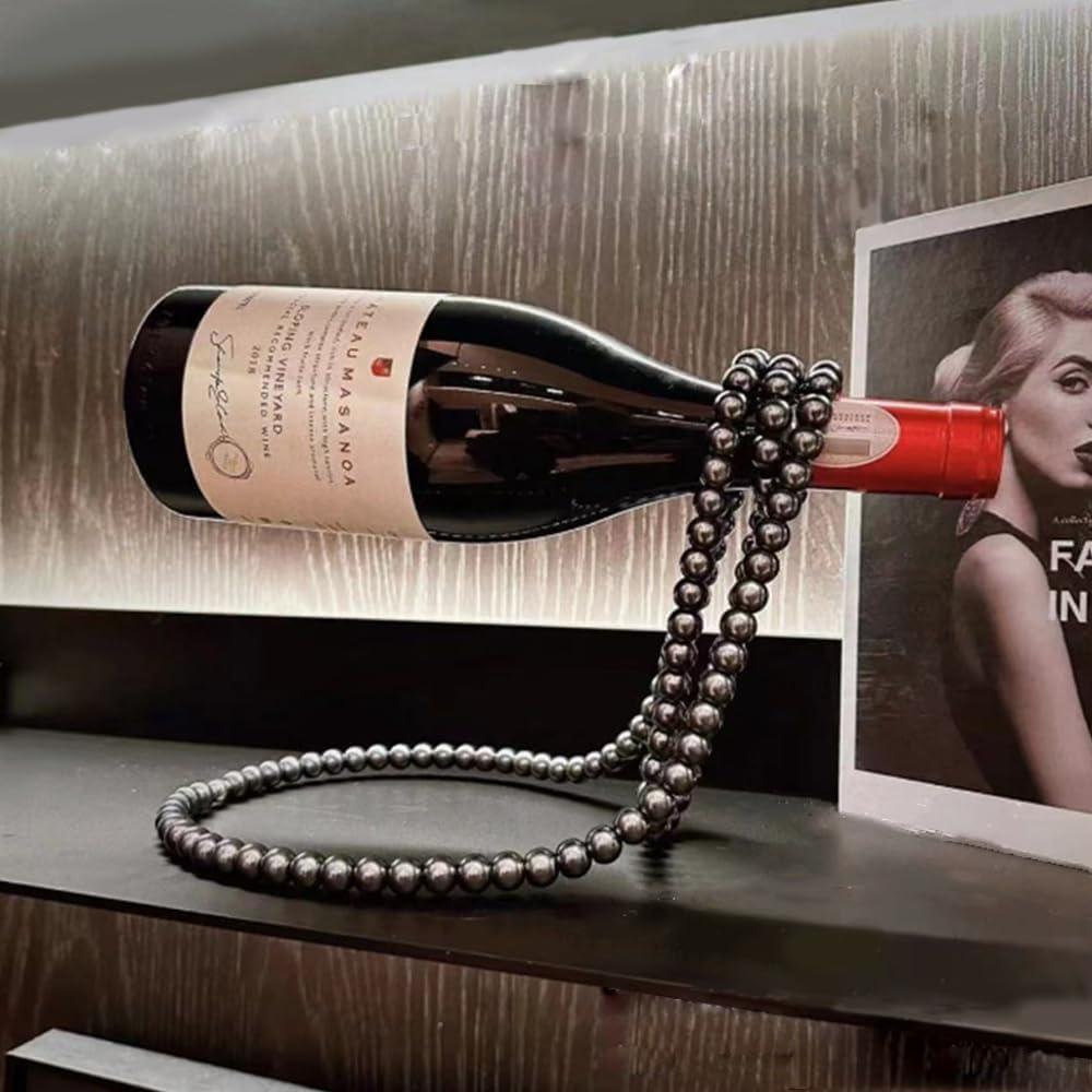 Elegant and Stylish Pearl Necklace Rack, Modern Decorative Glass Holder,Single Bottle Holder for Stylish Glass Display (Black)