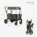 Evolur Trailblazer Foldable Wagon Stroller for 2 Kids with Canopy, Green