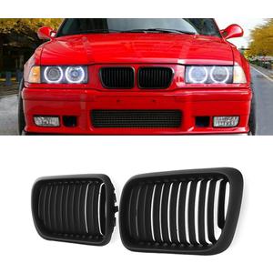 MIC E36 Grill,Front Kidney Grill Grilles Compatible with 3 Series E36 4DR/2DR & M3 LCI 1997-1999,Matte Black