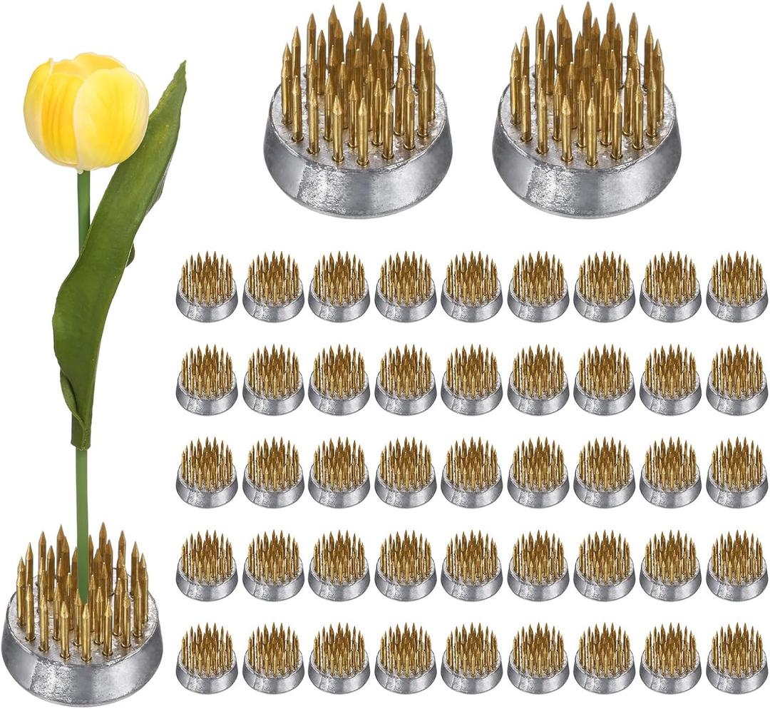 M METERXITY 12-Pack Flower Frog 0.9" Round Brass Flower Pins Flower Frog Holder Flower Arranger Fixed Tools Floral Frog for Arrangements Vase/Plant Decoration/Home Decor [1.1cm Pins]