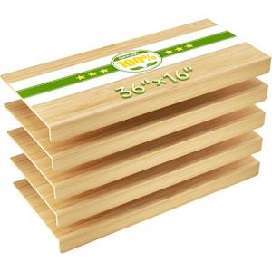 Bamboo Wire Shelf Covers, 5-Pack, 36" W x 16" D