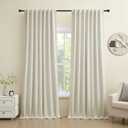 Novecozy Heavyweight 100% Blackout Curtains 96 Inch Long, Linen Textured Full Black Out Thermal Insulated Back Tab/Rod Pocket Light Blocking Window Drapefor Bedroom Living Room,2 Panels Set, Beige
