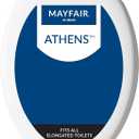 Mayfair Athens Toilet Seat, Easy Clean Hinges and Durable Wood Seat, Elongated, White