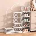 Collapsible Shoe Rack 6 Tiers-Foldable Shoe Organizer for Closet, Space-Saving Kid's Shoe Storage, No Assembly Shoe Shelves for Entryway, Living Room, Bedroom, Grey
