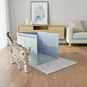 Extra Large Cat Litter Box Enclosure with Litter Mat, Open Top High Sided Splash Guard, Waterproof Pee Shield for Cat Litter Boxes