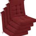Juexica 4 Sets Outdoor Patio Chair Cushions Seat High Back Tufted Pillow Replacement Rocking Chair Cushions Pads for Patio Summer Seasonal Indoor Home Office (Ruby Red)