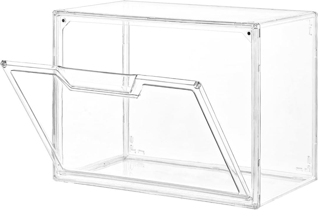 Freebat Stackable Storage Bins,Clear Acrylic Display Case, Acrylic Boxes with Lids, Stackable Storage for Handbags & Purse, Magnetic Lid Storage Bins for Home Organization1 Pack