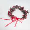 Flower Crown Floral Headpiece Christmas Floral Crown Red Berry Pine Cone Wedding Festivals Flower Headband Girls Boho Photo Props (red)